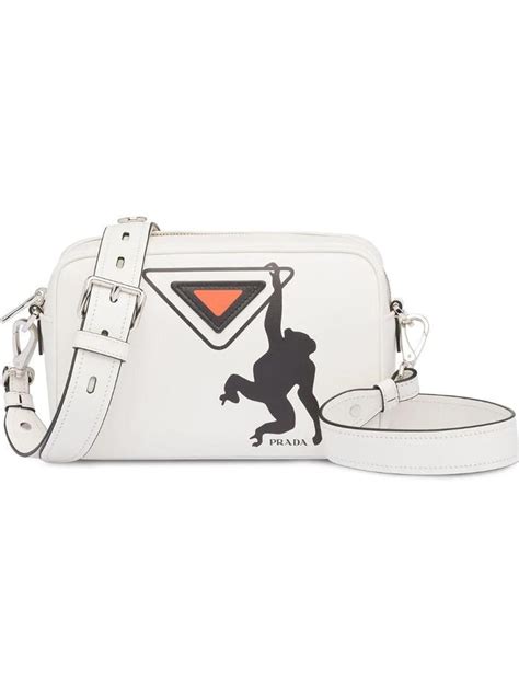 prada white monkey logo print leather shoulder bag|miuccia Prada shoulder bag.